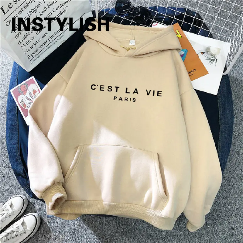 coiney: Women Casual Print Loose Hoodies Spring Long Sleeve Hooded Sweatshirt Harajuku Simple Tops Lazy Style Pullover 2023 Streetwear